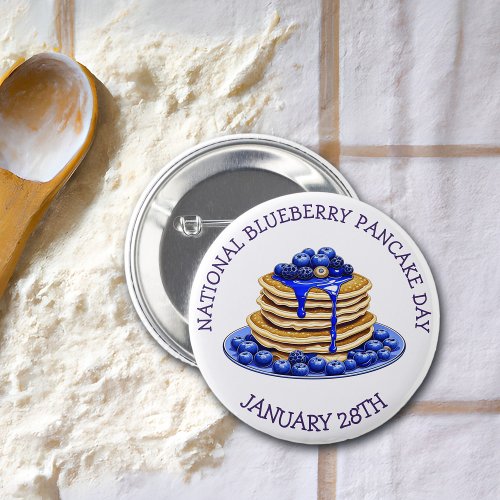 National Blueberry Pancake Day January 28th Button