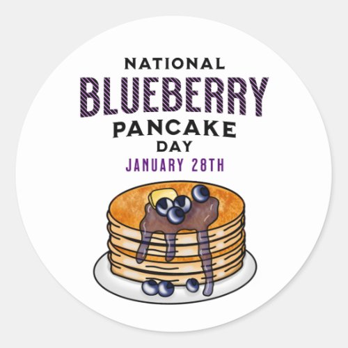 National Blueberry Pancakes Day January 28th Classic Round Sticker