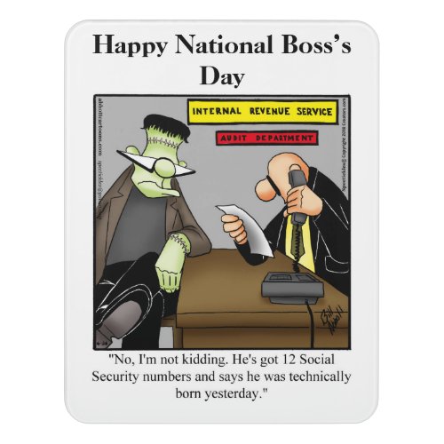 National Bosss Day Humor Door Sign