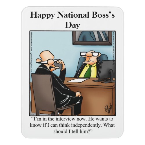 National Bosss Day Humor Door Sign