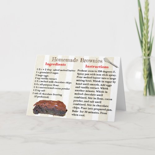 National Brownie Day December 8th Recipe Card