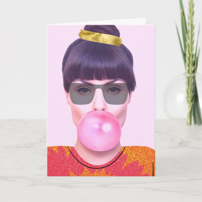 National Bubble Gum Day with Cool Lady Card (Front)
