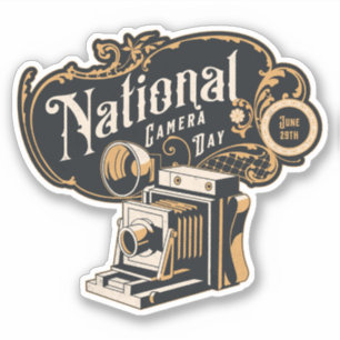 National Camera Day, vintage camera Sticker