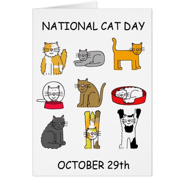 National Cat Day October 29th Cards (Front)