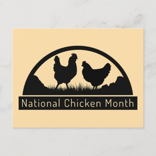 National Chicken Month rooster and hen Postcard