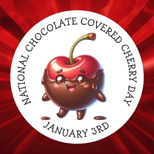 National Chocolate Covered Cherry January 3rd Classic Round Sticker