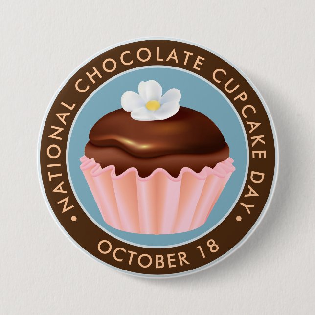 National Chocolate Cupcake Day, flower Button (Front)