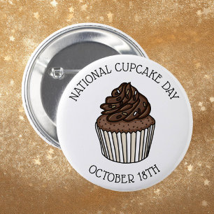 National Chocolate Cupcake Day October 18th Button
