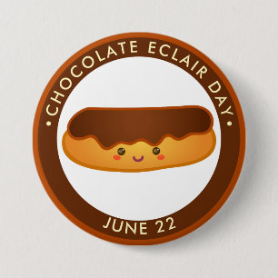 National Chocolate Eclair Day, kawaii eclair Button