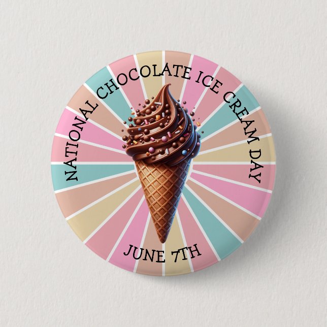 National Chocolate Ice Cream Day Button (Front)