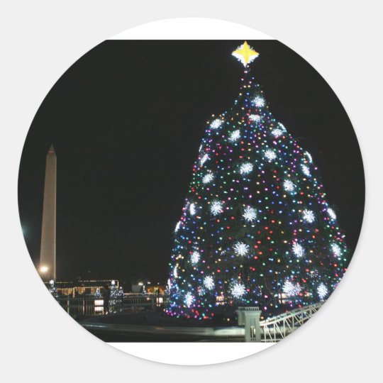 National Christmas Tree Washington Monument Classic Round Sticker