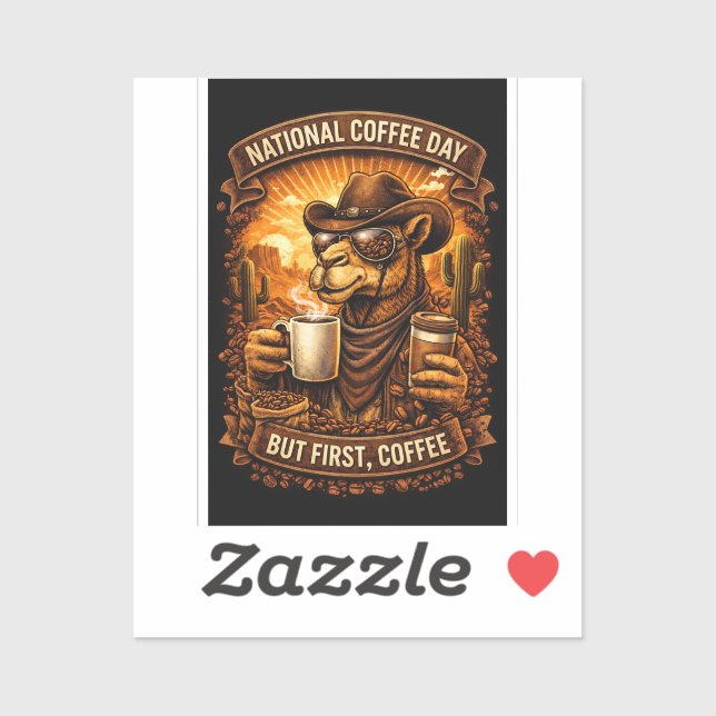 National Coffee Day Camel Art Sticker (Sheet)