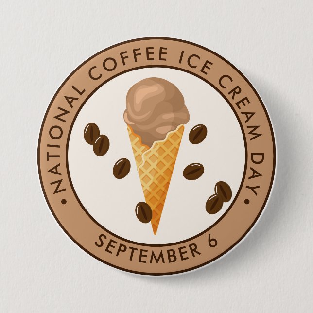 National Coffee Ice Cream Day Button (Front)