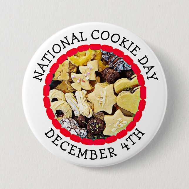 National Cookie Day December 4th Food Holiday Button (Front)