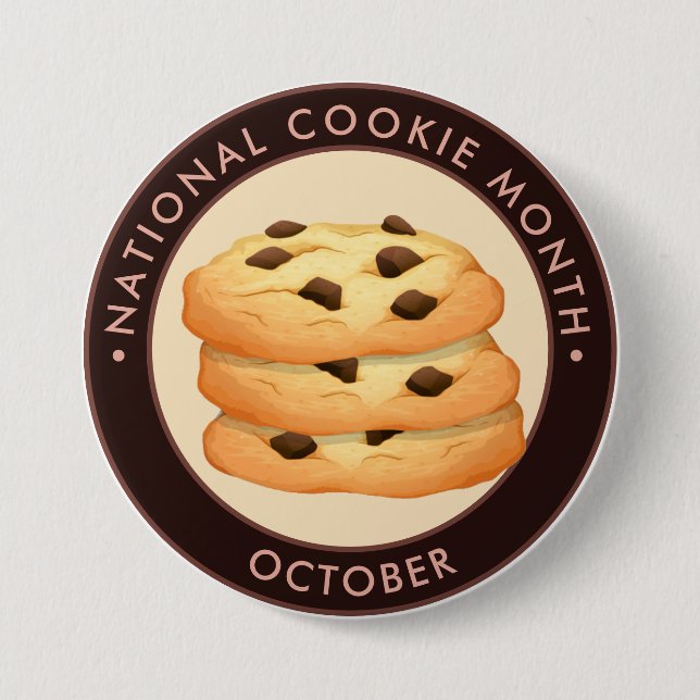National Cookie Month, chocolate chip cookies Button (Front)