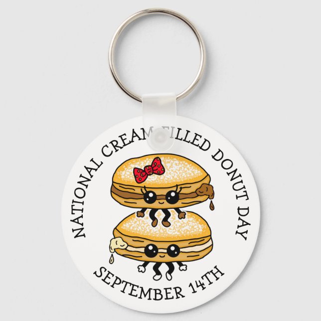National Cream-Filled Donut Day - September 14th  Keychain (Front)