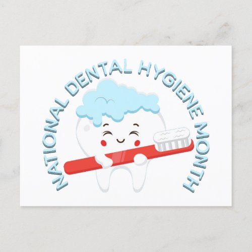 National Dental Hygiene Month Happy Tooth Postcard