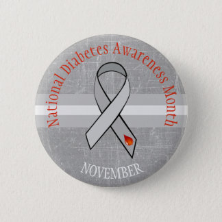 National Diabetes Month Gray Red Awareness Button