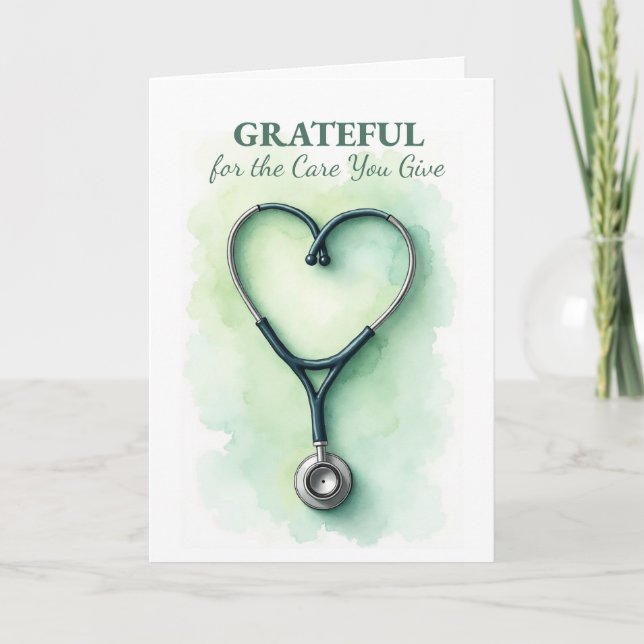 National Doctors Day Stethoscope Heart Thanks Card (Front)