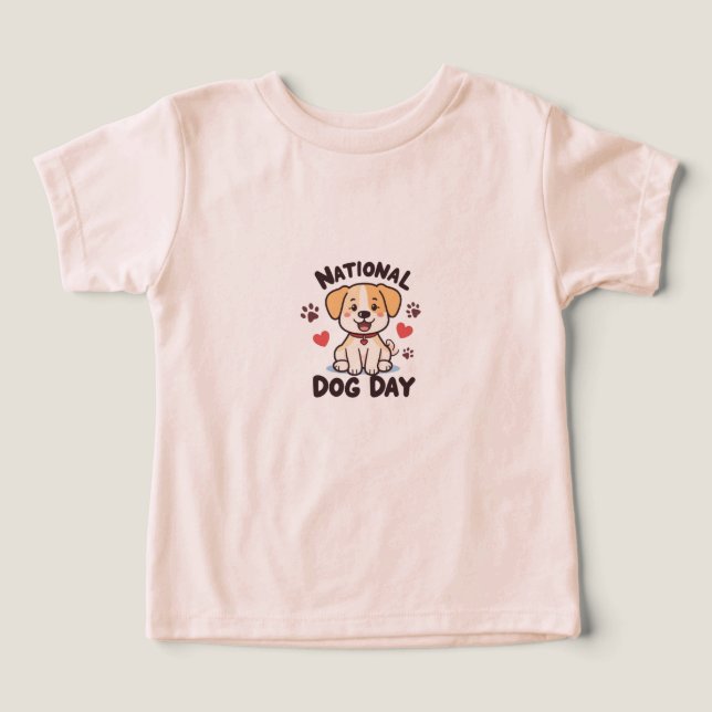 National Dog Day – Cute Kawaii Cartoon Dog with He Toddler T-shirt (Design Front)