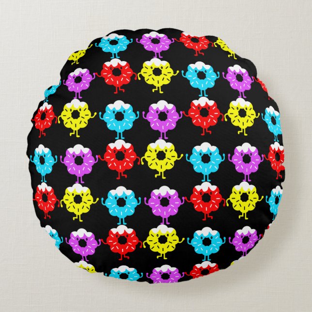 National Donut Day Doughnuts Round Pillow (Front)
