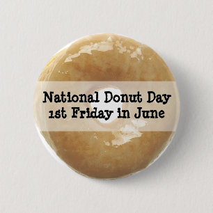 National Donut Day June Food Holidays Button