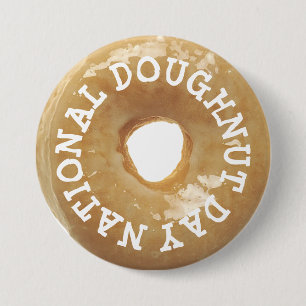 National Doughnut Day Glazed Donut Doughnut Button