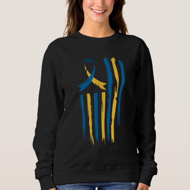 National Down Syndrome Awareness Month American Fl Sweatshirt (Front)