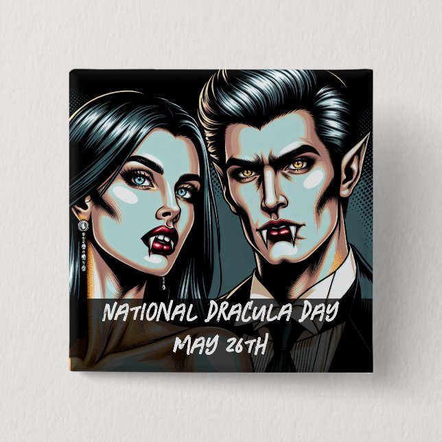 National Dracula Day May 26th Strange Holiday Pin (Front)