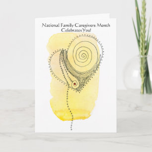 National Family Caregiver Month Yellow Heart Letterpress Thank You Card
