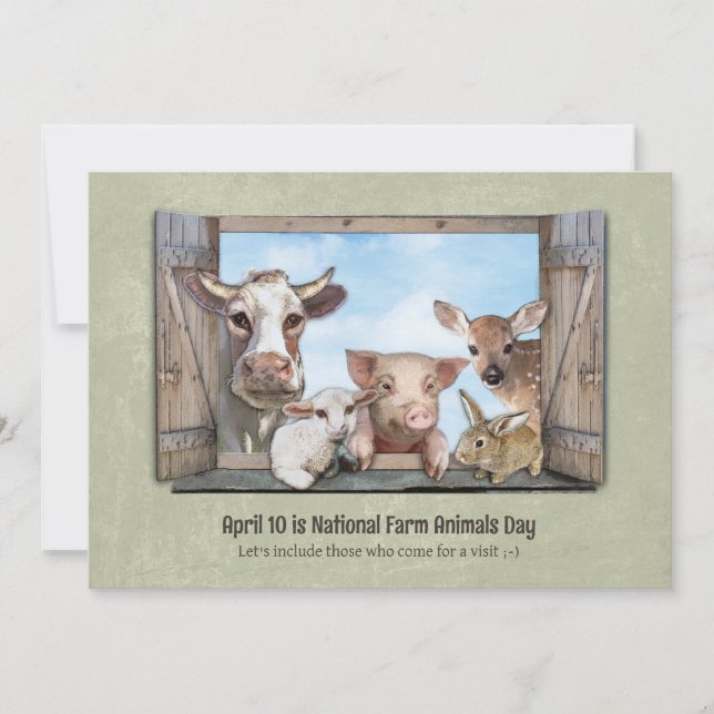 National Farm Animals Day April 10 Note Card (Front)