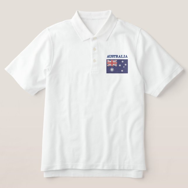 National Flag of Australia Embroidered Polo Shirt (Design Front)