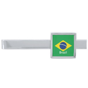 National flag of Brazil Silver Finish Tie Bar