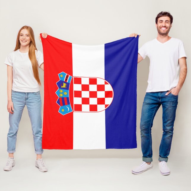 National flag of Croatia Zastava Hrvatske medium Fleece Blanket (In Situ)