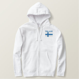 National Flag of Finland Embroidered Hoodie