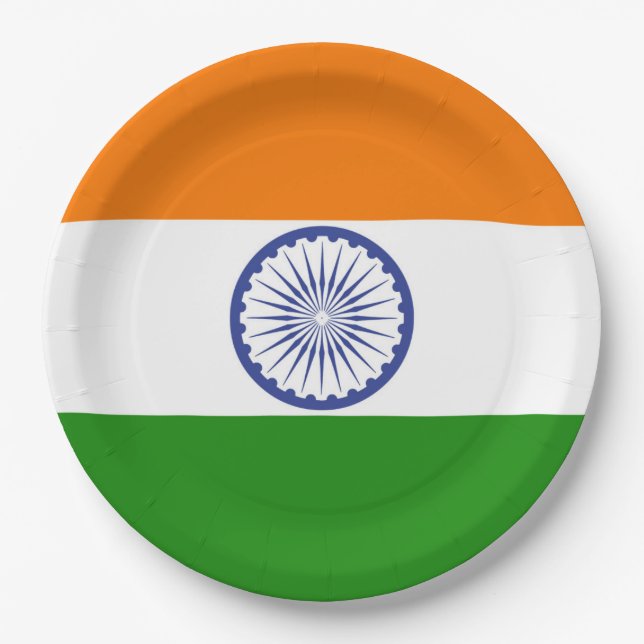 National Flag of India Ashoka Chakra Paper Plates (Front)