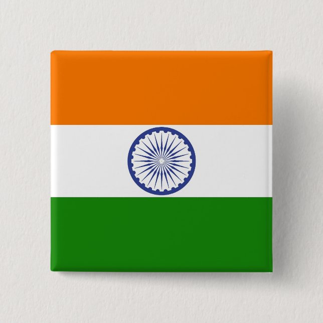 National Flag of India Ashoka Chakra Pinback Button (Front)