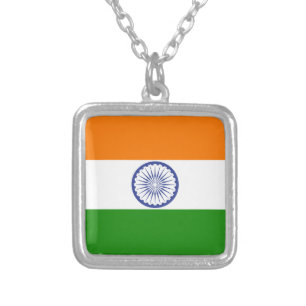 National Flag of India Ashoka Chakra Silver Plated Necklace