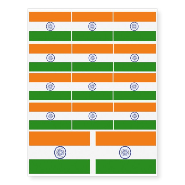 National Flag of India Ashoka Chakra Temporary Tattoos (Front)