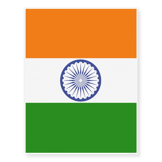 National Flag of India Ashoka Chakra Temporary Tattoos (Front)