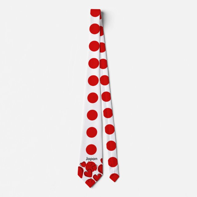 National flag of Japan - Hinomaru, with love sign Neck Tie (Front)
