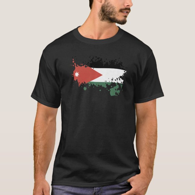 National Flag of Jordan souvenir  for men women T-Shirt (Front)