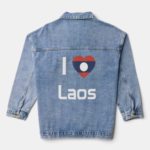 National Flag of Laos souvenir  for men women 2  Denim Jacket
