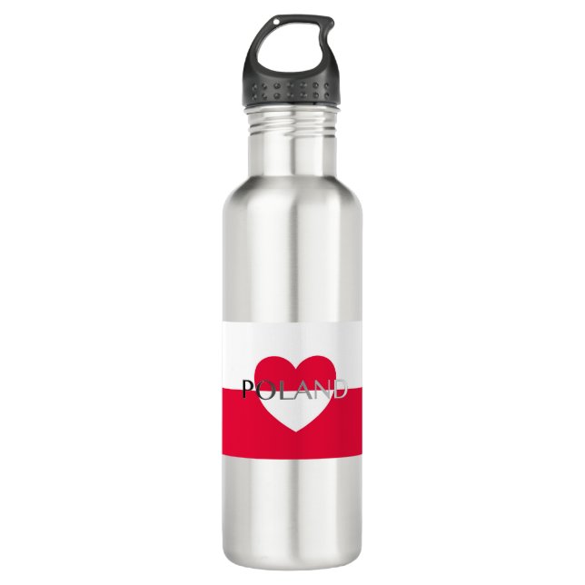 National Flag of Poland - Polska - Rzeczpospolita Stainless Steel Water Bottle (Front)