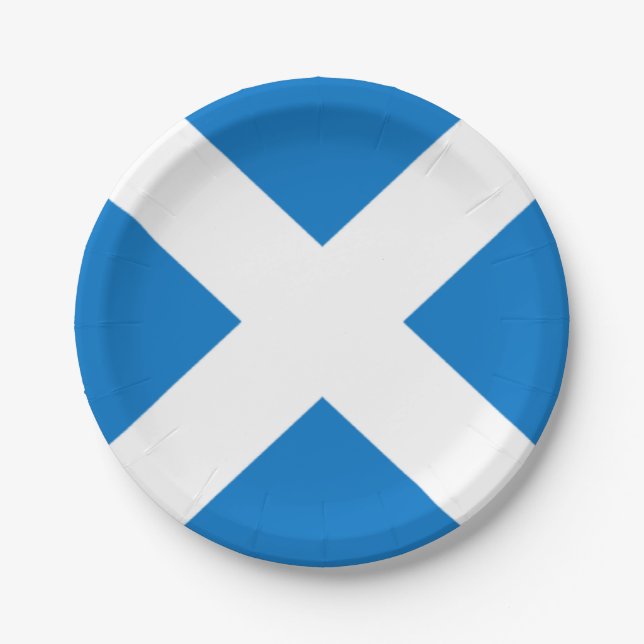 National Flag of Scotland Saint Andrew's Cross Paper Plates (Front)