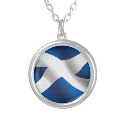 National Flag of Scotland  St Andrew Patriotic Silver Plated Necklace