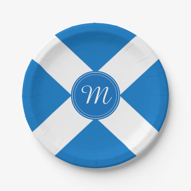 National Flag of Scotland St Andrew's Cross Custom Paper Plates (Front)