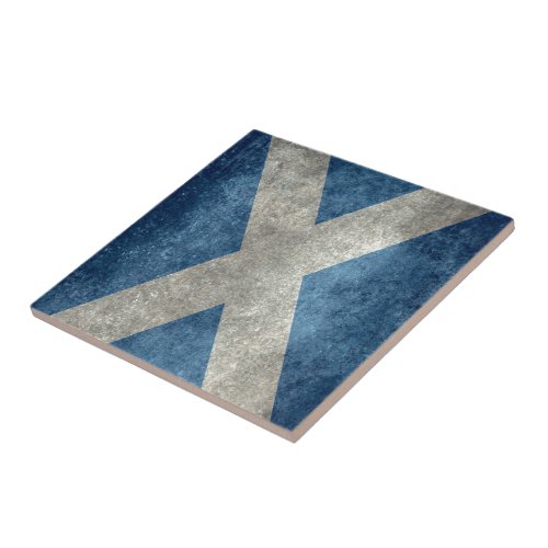 National flag of Scotland _ Vintage version Ceramic Tile