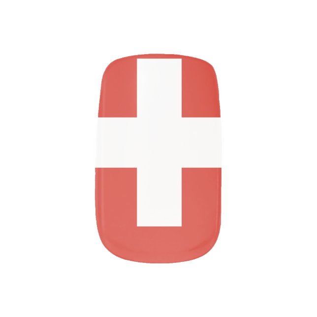 National Flag of Switzerland Minx Nail Art (Left Thumb)
