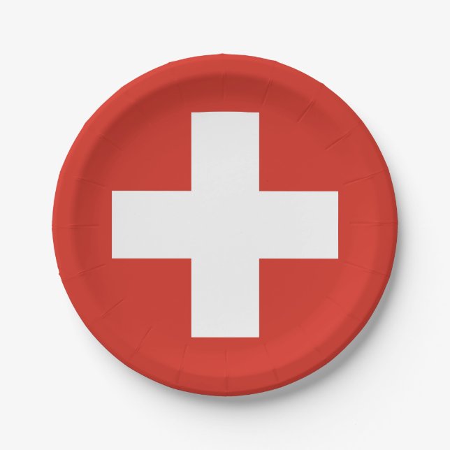 National Flag of Switzerland Paper Plates (Front)